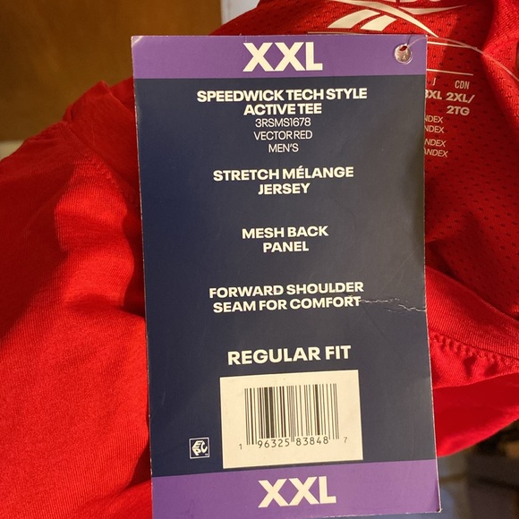 NWT Men’s Red Reebok Textured Active Tee Size XXL - Picture 15 of 15